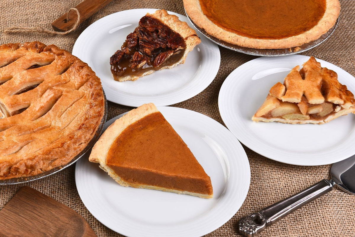 pie on white plates