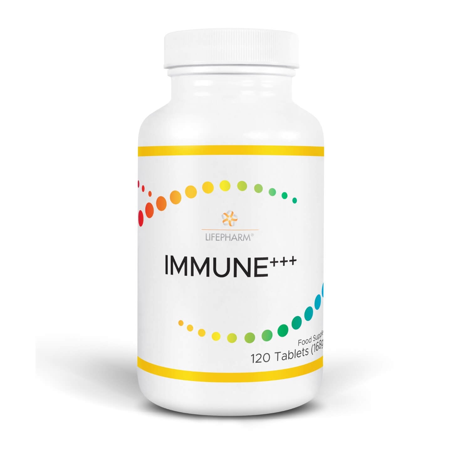 IMMUNE+++ supplement bottle with vitamin C, Reishi & Maitake mushroom blend for immune support