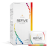 REFIVE daily supplement sachet and box combining omega fatty acids, probiotics, vitamin C & stem cell nutrition for total body health